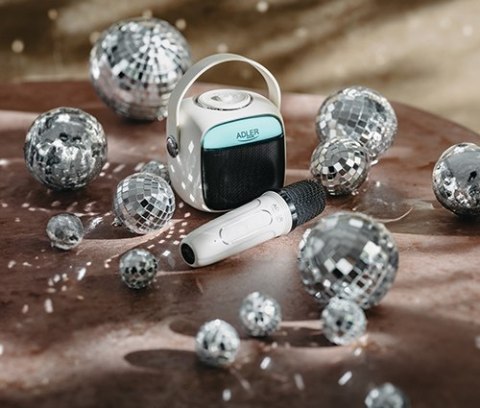 AD 1199 white Głośnik do karaoke z mikrofonem - sd/usb/aux/bluetooth