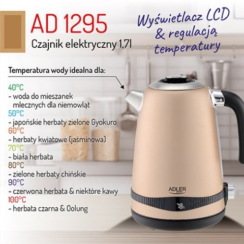 AD 1295 gold Czajnik metalowy 1,7l z lcd & regulacją temperatury