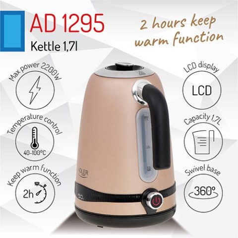 AD 1295 gold Czajnik metalowy 1,7l z lcd & regulacją temperatury