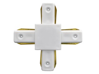 Łącznik do szyn jednofazowych kształt (+) biały 230v