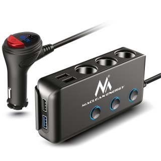 Rozdzielacz gniazda zapalniczki samochodowej Maclean, woltomierz, 3 gniazda zapalniczki, 1xQC 3.0, 3xUSB, 6.8A, 1xPD 18W, max 12