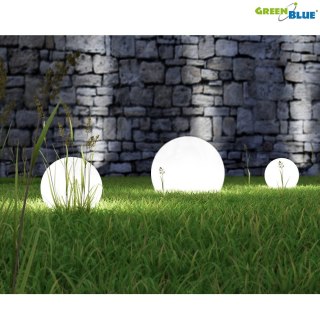 Solarna lampa GreenBlue, wolnostojąca, ogrodowa, kula 25x25x58cm, bialy LED, GB166
