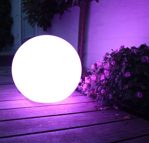 Solarna lampa wolnostojąca ogrodowa GB167 - kula 30x30x63cm, kolorowy LED
