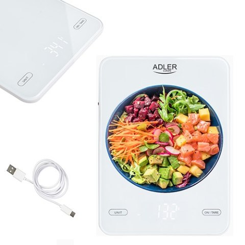 AD 3177 white Waga kuchenna 10kg ładowana przez usb