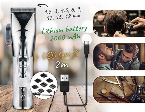 CR 2835 silver Profesjonalna strzyżarka do włosów z wyświetlaczem lcd