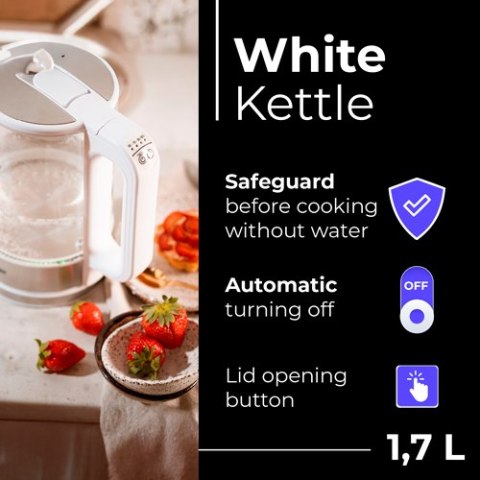 MS 1301 white Czajnik szklany 1,7 l z regulacją temp.