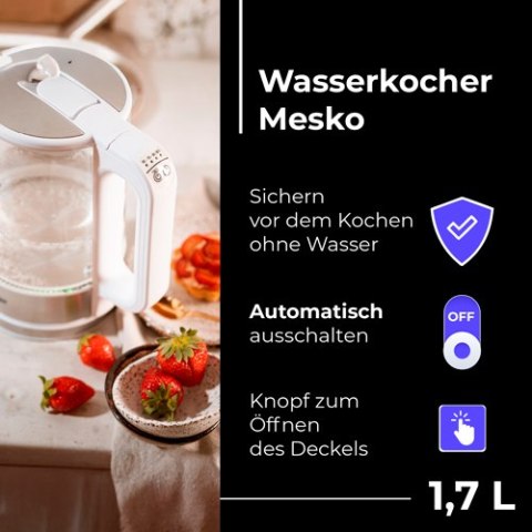 MS 1301 white Czajnik szklany 1,7 l z regulacją temp.