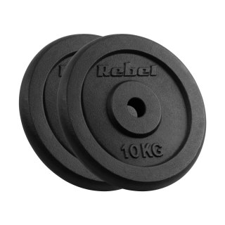 Obciążenie żeliwne zestaw 2x10kg, otwór 31mm, talerz klasyczny, REBEL ACTIVE