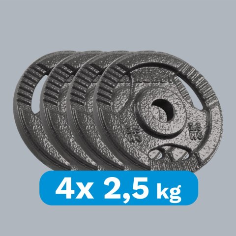 Obciążenie żeliwne zestaw 4x2.5kg, otwór 31mm, talerz z uchwytami, REBEL ACTIVE