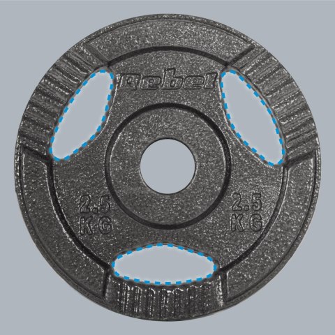 Obciążenie żeliwne zestaw 4x2.5kg, otwór 31mm, talerz z uchwytami, REBEL ACTIVE