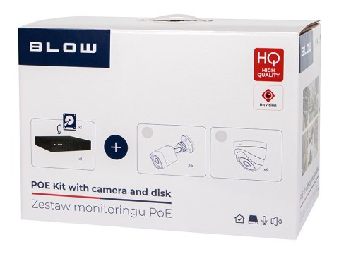 78-672# Zestaw monitoringu poe blow 4x8mp 2tb bl-ki8b4/poe/2tb 4x kamery tubowe 8mp dysk hdd2tb