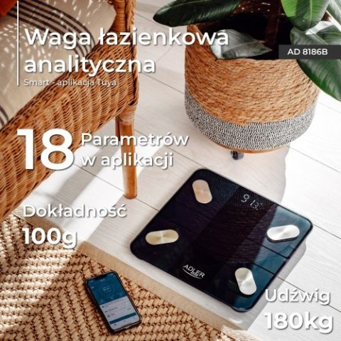 AD 8186 Black Waga łazienkowa analityczna ? smart - aplikacja tuya