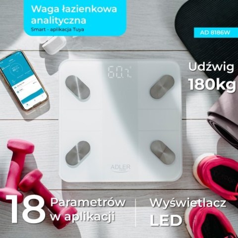 AD 8186 white Waga łazienkowa analityczna ? smart - aplikacja tuya