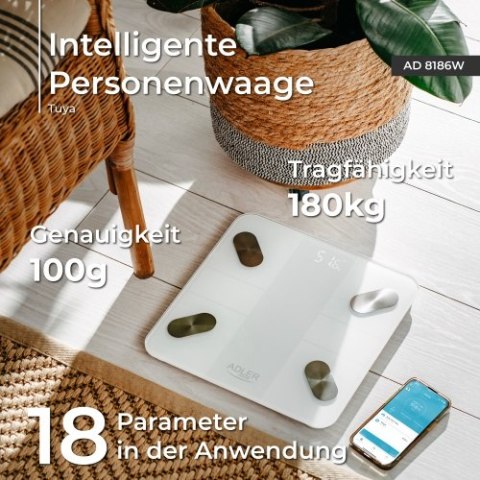 AD 8186 white Waga łazienkowa analityczna ? smart - aplikacja tuya
