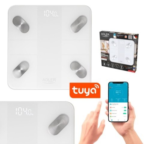 AD 8186 white Waga łazienkowa analityczna ? smart - aplikacja tuya