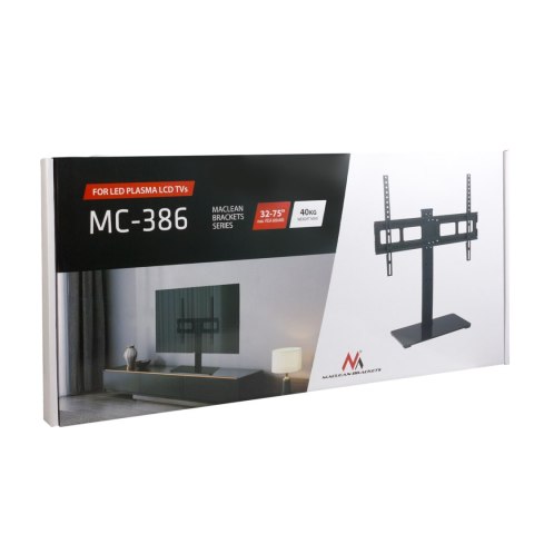 Uniwersalny stojak do TV Maclean, na szafkę RTV, podstawka, max. 40kg, max. VESA 600x400, dla TV 32-75", MC-386