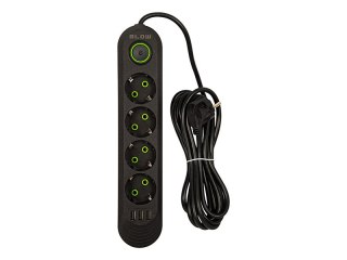 98-220# Przedłużacz sieciowy ps-430 4-gniazda 3xusb 3m czarny 2x1mm