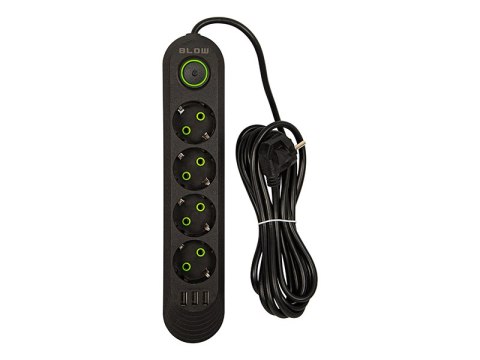 98-220# Przedłużacz sieciowy ps-430 4-gniazda 3xusb 3m czarny 2x1mm