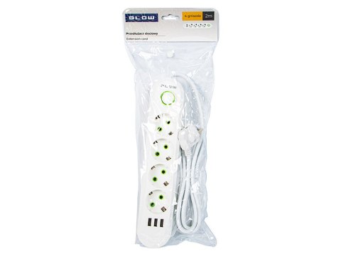 98-223# Przedłużacz sieciowy ps-420 4-gniazda 3xusb 2m biały 2x1mm