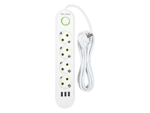 98-224# Przedłużacz sieciowy ps-430 4-gniazda 3xusb 3m biały 2x1mm