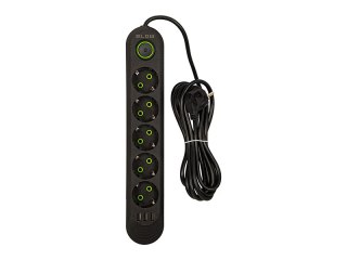 98-227# Przedłużacz sieciowy ps-530 5-gniazd 3xusb 3m czarny 2x1mm