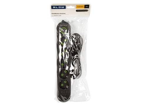 98-227# Przedłużacz sieciowy ps-530 5-gniazd 3xusb 3m czarny 2x1mm