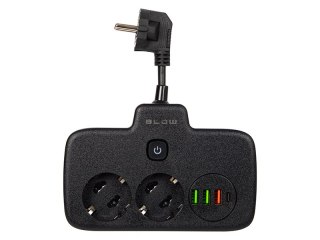 98-233# Rozgałęźnik ps-310u 3-gniazda 3xusb 0.1m czarny 2x1mm przedłużacz