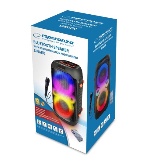 EP156 Esperanza głośnik bt fm led rgb karaoke singer