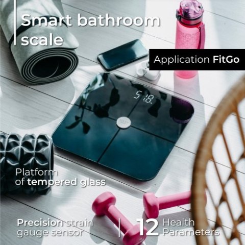 AD 8187 Black Waga łazienkowa analityczna ? smart - aplikacja fitgo