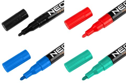 Marker budowlany, 4 kolory, permanentny, wodoodporny, lakierowy, aluminiowy, 4 szt