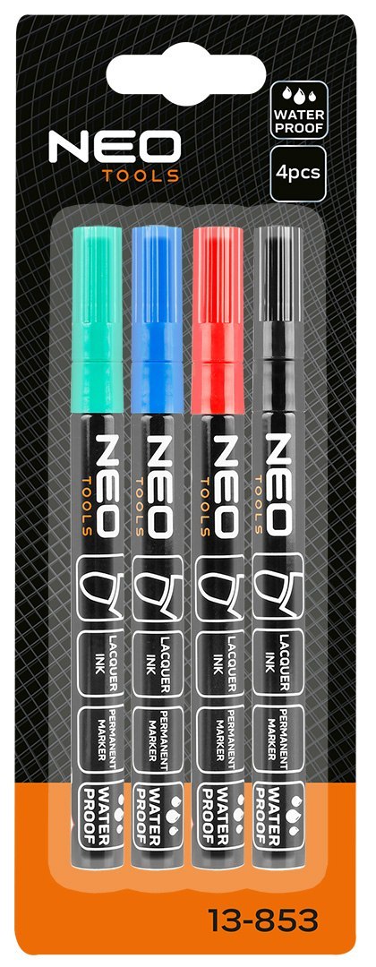 Marker budowlany, 4 kolory, permanentny, wodoodporny, lakierowy, aluminiowy, 4 szt