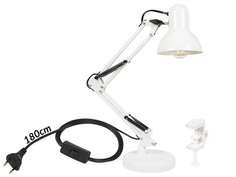 44-167# Lampka biurkowa led lb-22 kreślarska 2w1 e27 biała