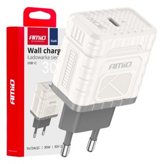 Ładowarka sieciowa quick charge gan pd 30w usb-c amio-04285