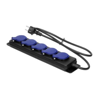 Przedłużacz warsztatowy bryzgoszczelny IP44, 5 gniazda 2P+Z IP44, przewód gumowy, H05RR-F 3x1,5mm?, długość 3m