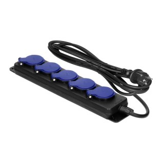 Przedłużacz warsztatowy bryzgoszczelny IP44, 5 gniazda 2P+Z IP44, przewód gumowy, H05RR-F 3x1,5mm?, długość 5m