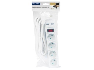 98-783# Przedłużacz sieciowy pr-470wsp/usb 4-gniazda+usb z uziemieniem+wyłącznik 1,5m biały 3x1,5mm