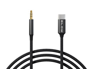66-168# Przyłącze usb-c - jack 3,5 1,0m plecionka czarne