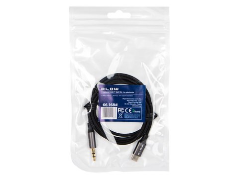 66-168# Przyłącze usb-c - jack 3,5 1,0m plecionka czarne