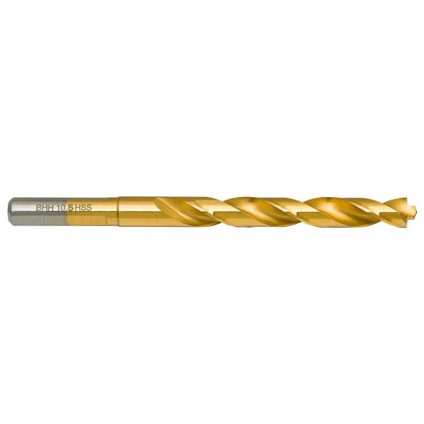 Wiertło do metalu Baildon DIN 338 RN 10,5 mm, HSS TiN (S), 133-87 mm (chwyt 3-płaszczyznowy)