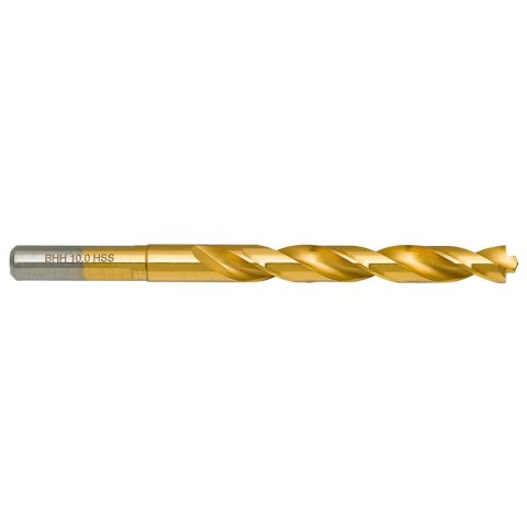 Wiertło do metalu Baildon DIN 338 RN 10 mm, HSS TiN (S), 133-87 mm (chwyt 3-płaszczyznowy)