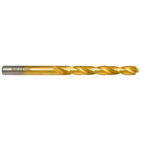 Wiertło do metalu Baildon DIN 338 RN 9,5 mm, HSS TiN (S), 125-81 mm (chwyt 3-płaszczyznowy)
