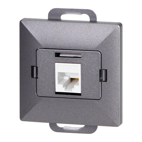 Gniazdo 1xRJ45 Cat5 Pearl, RJ45-5CAT/P1, antracyt