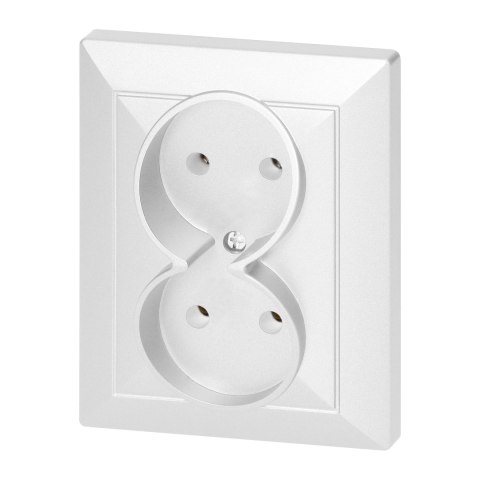 Gniazdo podwójne p/t 2x2P Pearl, 16A, 250V, PT-5 P, biały
