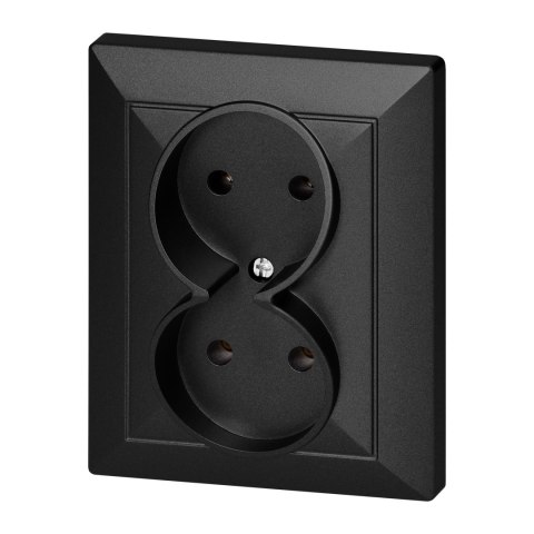 Gniazdo podwójne p/t 2x2P Pearl, 16A, 250V, PT-5 P, czarny