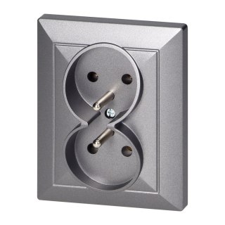 Gniazdo podwójne p/t 2x2P+Z Pearl, 16A, 250V, PT-6 P, antracyt