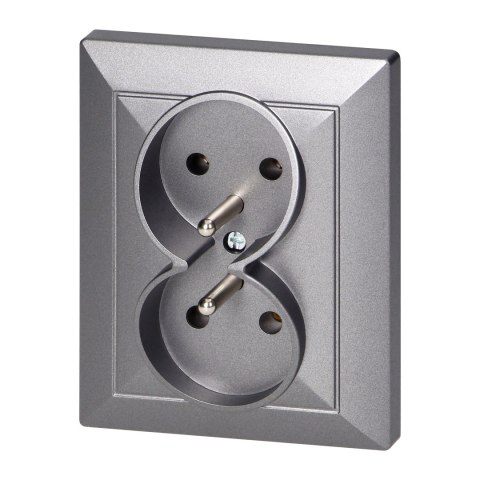 Gniazdo podwójne p/t 2x2P+Z Pearl, 16A, 250V, PT-6 P, antracyt