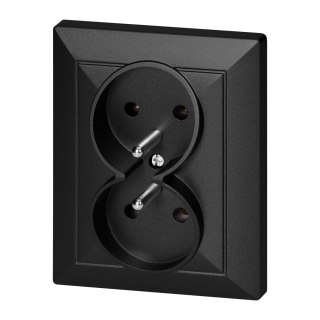 Gniazdo podwójne p/t 2x2P+Z Pearl, 16A, 250V, PT-6 P, czarny