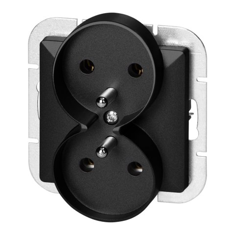 Gniazdo podwójne p/t 2x2P+Z Pearl, 16A, 250V, PT-6 PR, czarny