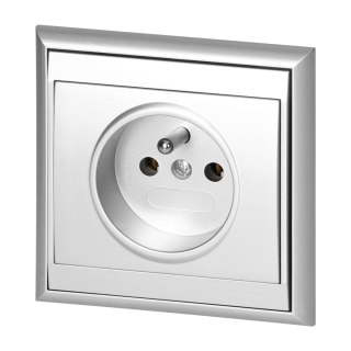Gniazdo pojedyncze p/t 2P+Z Luna, 16A, 250V, PT-16L, srebrny