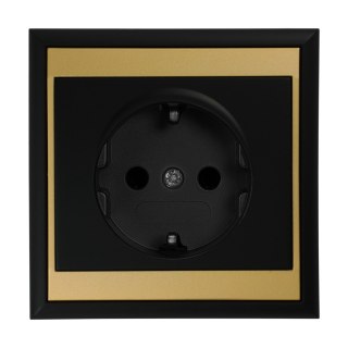 Gniazdo pojedyncze p/t 2P+Z, Schuko Luna, 16A, 250V, PT-17L, czarny/złoty